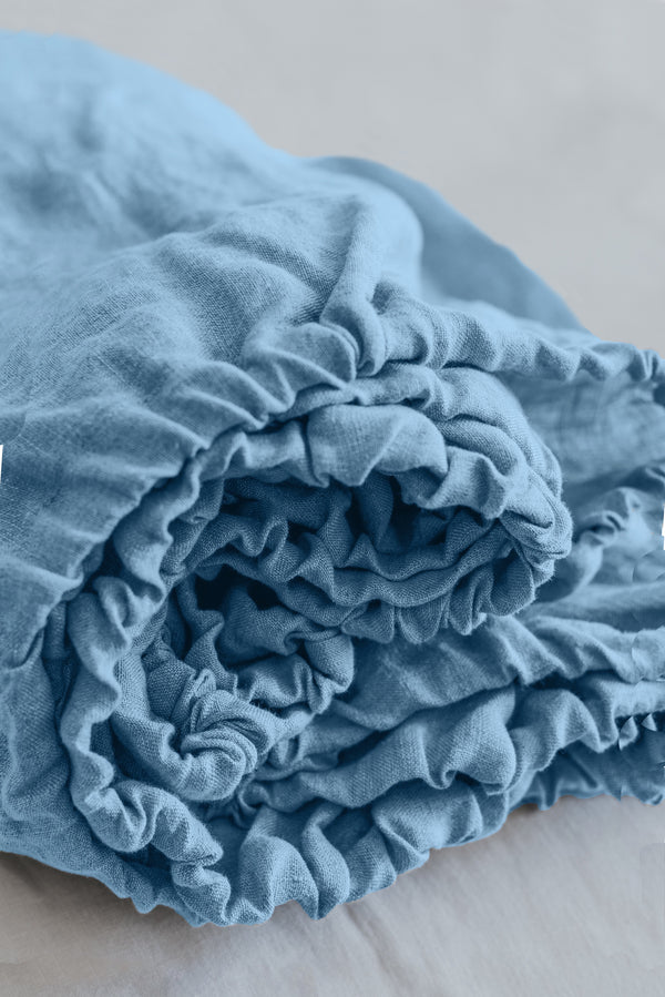 Natural Linen Basic Fitted Sheet Light Blue 3621