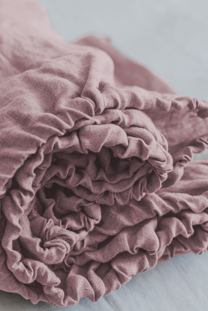 Natural Linen Basic Fitted Sheet Pink 3621