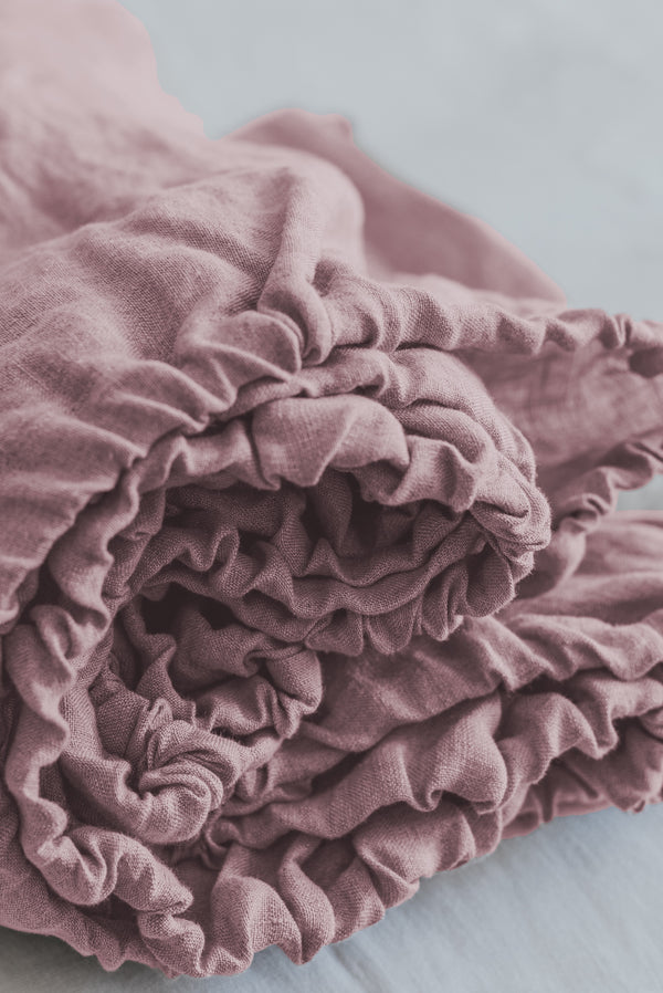 Natural Linen Basic Fitted Sheet Pink 3621