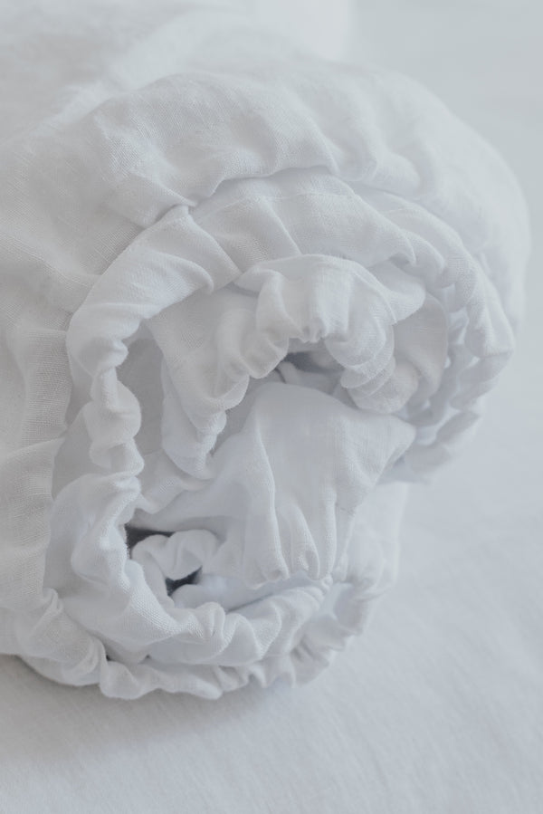 Natural Linen Basic Fitted Sheet Pure White 3631