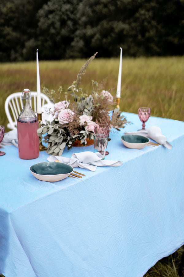 Natural Linen Tablecloth Basic Tablecloth Linen Napkins Wedding Decor Basic Napkin Light Blue 01