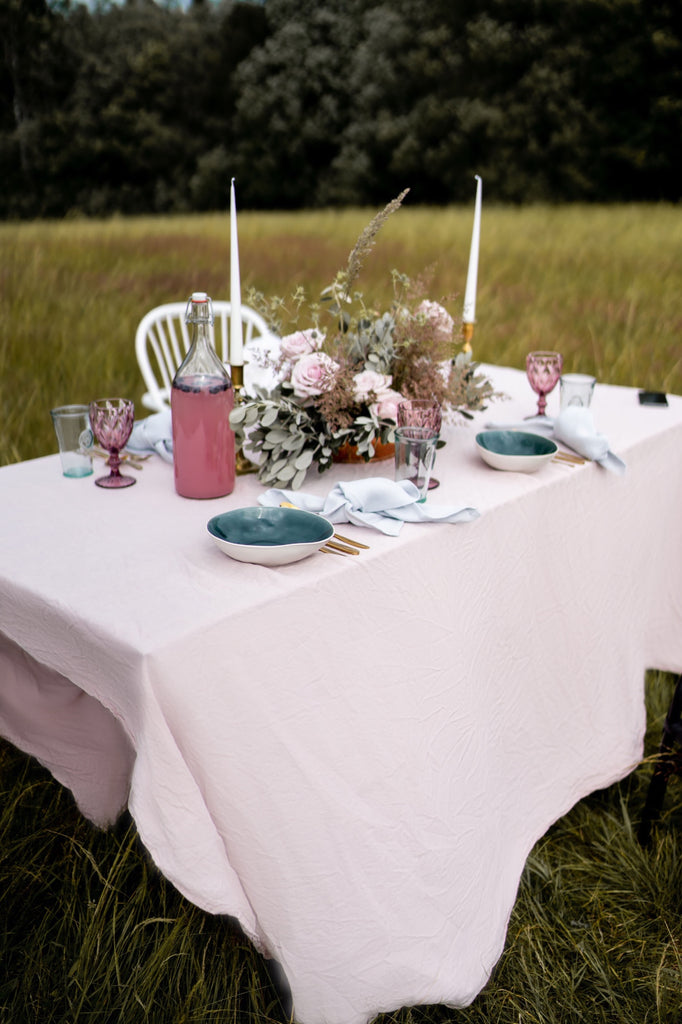 Natural Linen Tablecloth Basic Tablecloth Linen Napkins Wedding Decor Pink Basic Napkin Light Grey