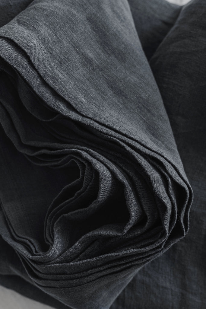 Natural Organic Linen Basic Flat Sheet Dark Grey 382