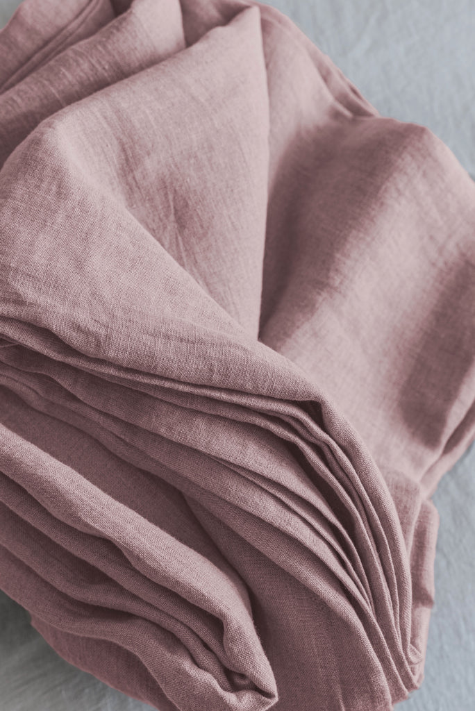 Natural Organic Linen Basic Flat Sheet Pink 405