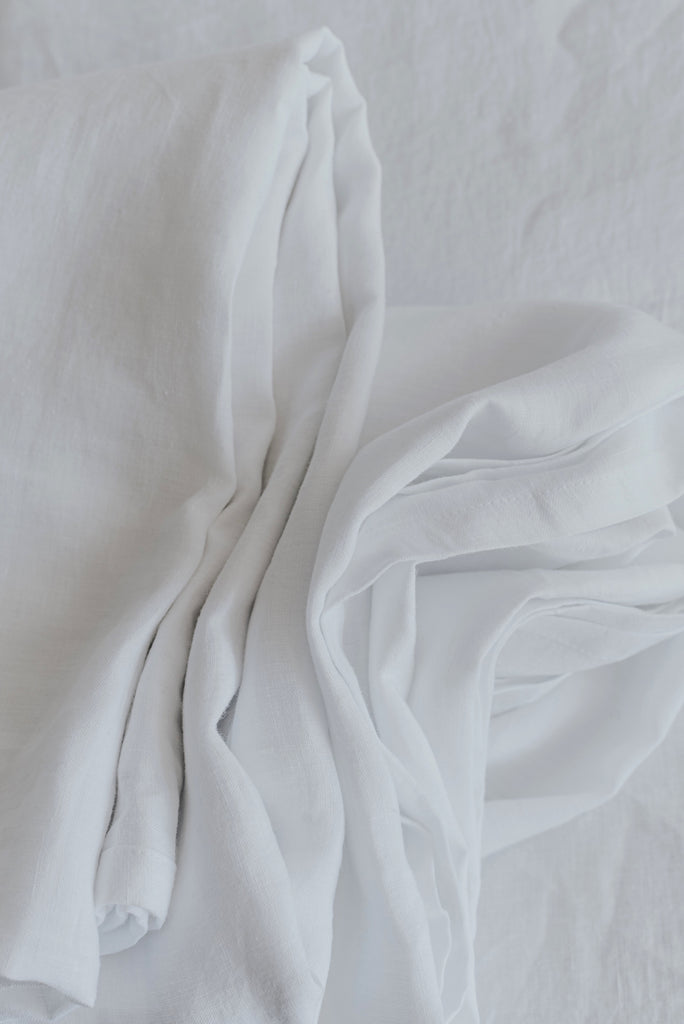 Natural Organic Linen Basic Flat Sheet Pure White 348