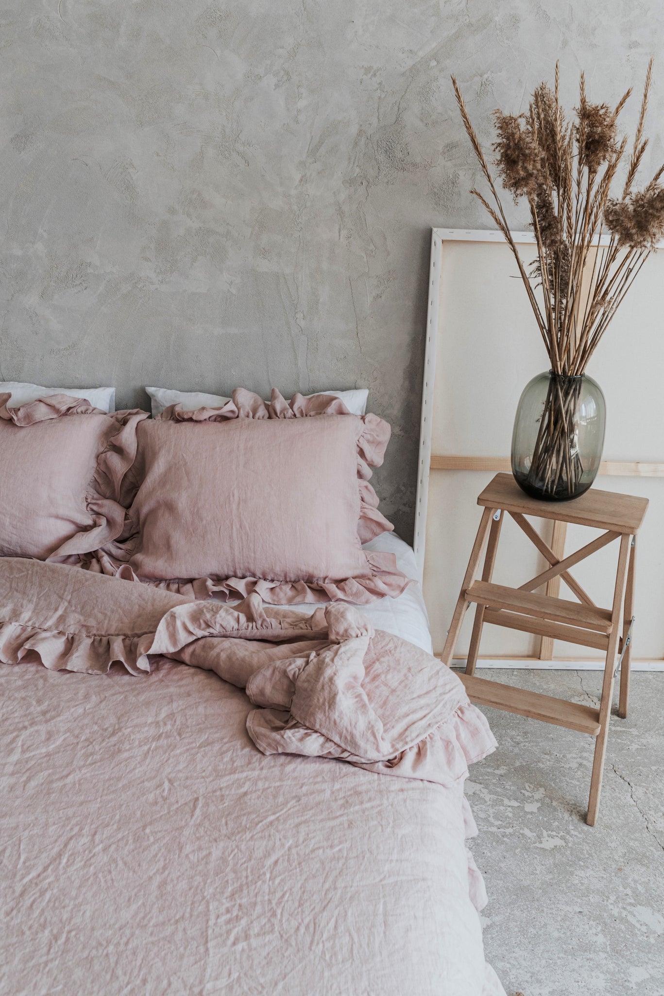Pink Dusty Rose Duvet Cover with Ruffles | Back 2 Linen – Back2Linen