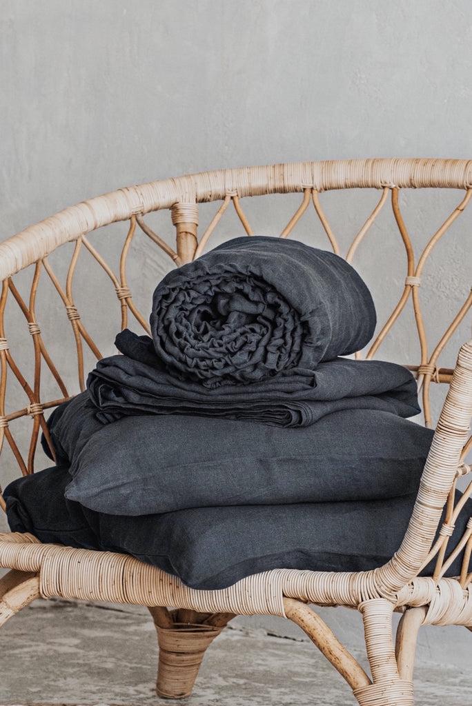 Organic Linen Basic Sheet Set Dark Grey 3872