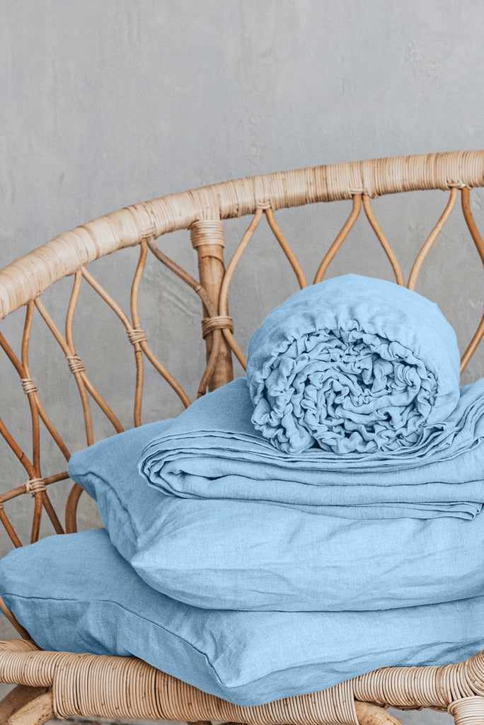 Organic Linen Basic Sheet Set Light Blue 29313