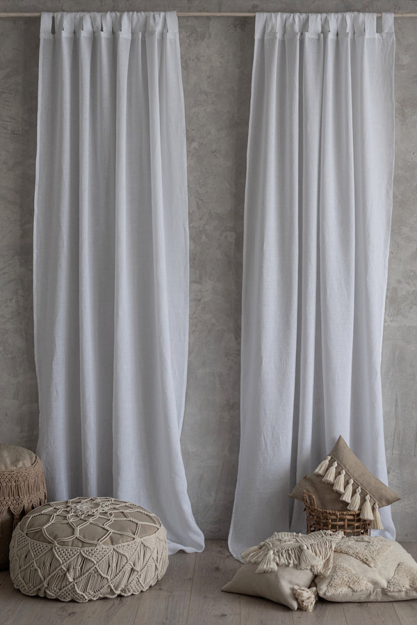 Organic Stonewashed Linen Curtain Pure White 447