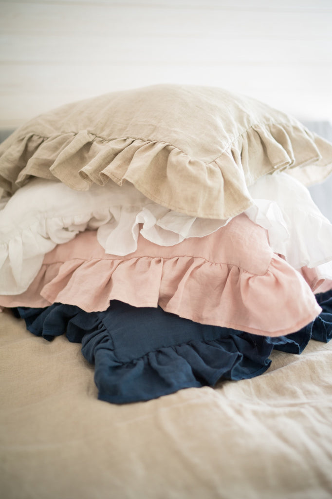 White ruffle deals pillow case