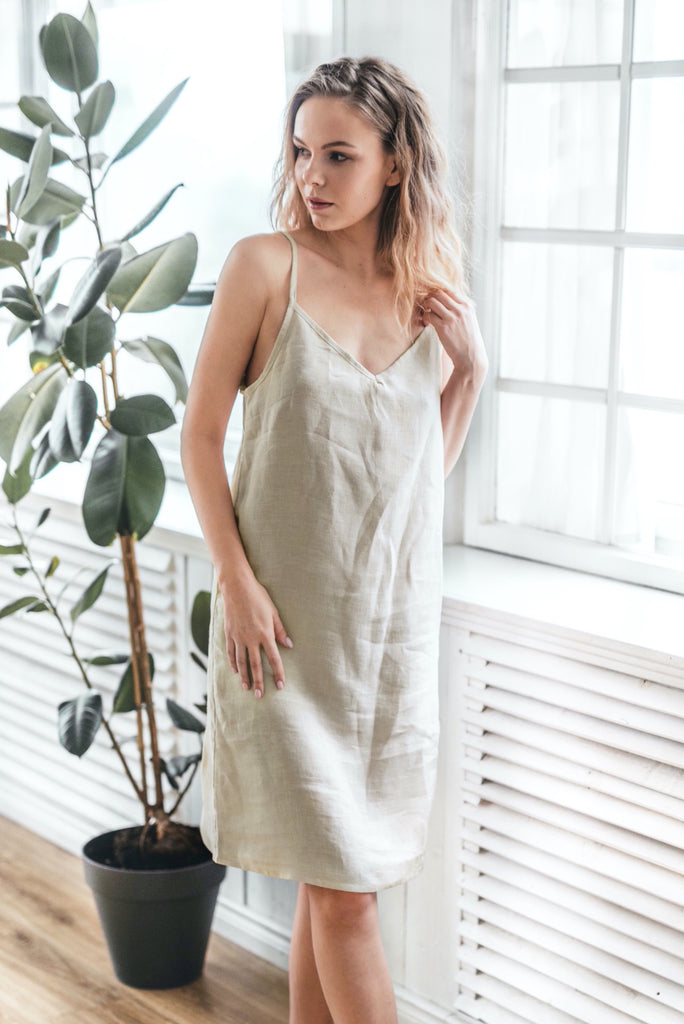 Natural Nightgown from 100% Linen | Back 2 Linen Back2Linen Natural Nightgown from 100% Linen | Back 2 Linen Back2Linen