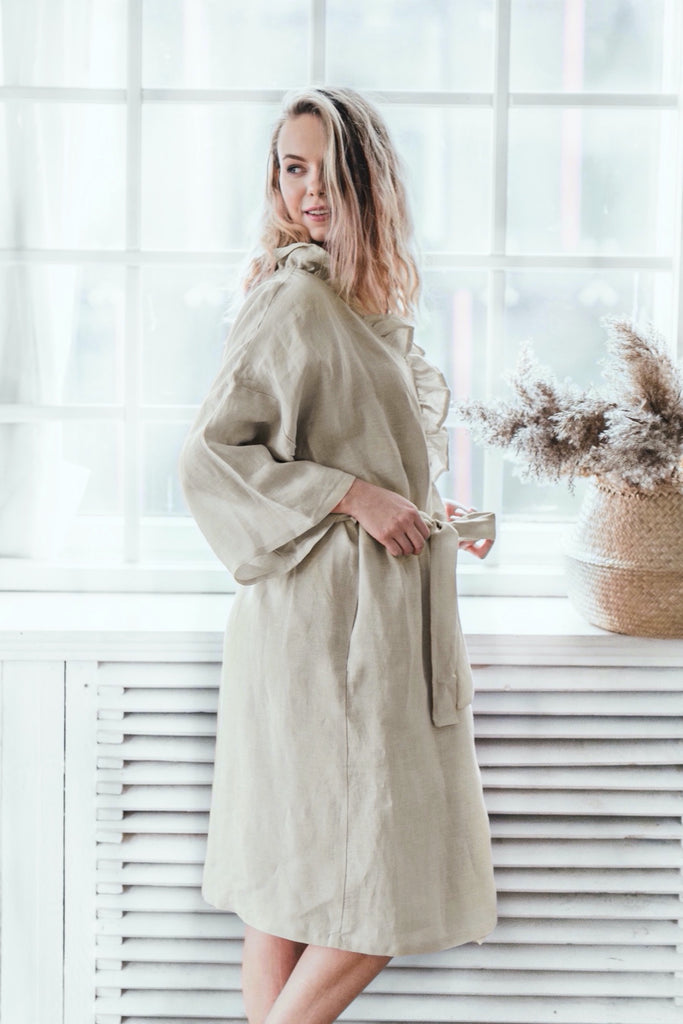linen kimono dressing gown Hana. Linen Kimono Dress Bali Lane