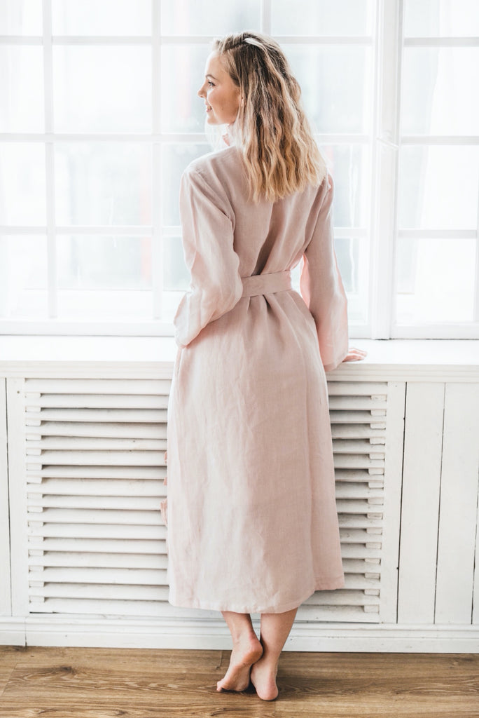 Pink Dusty Rose Robe with Ruffles