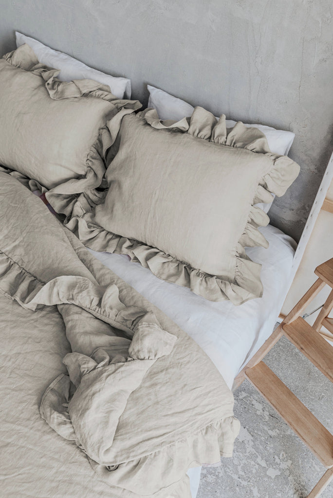 Test 12 Natural Organic Linen Ruffle Duvet Cover Set Natural 420