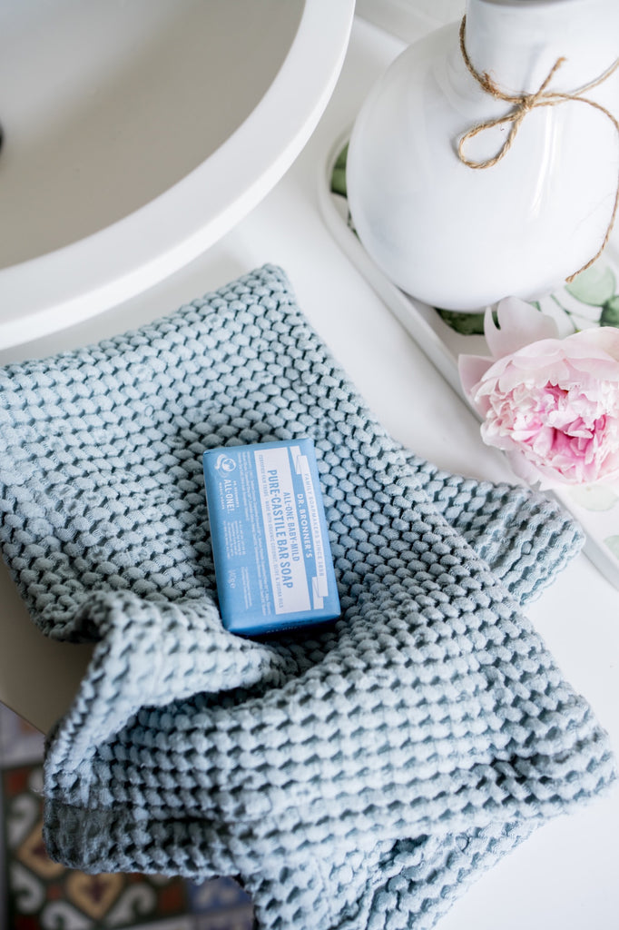 Waffle Bathroom Hand Towels Bath Towel Blue